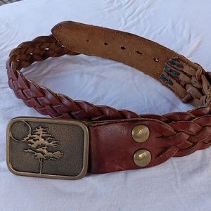 Vintage Tree of Life Buckle with braided leather belt
